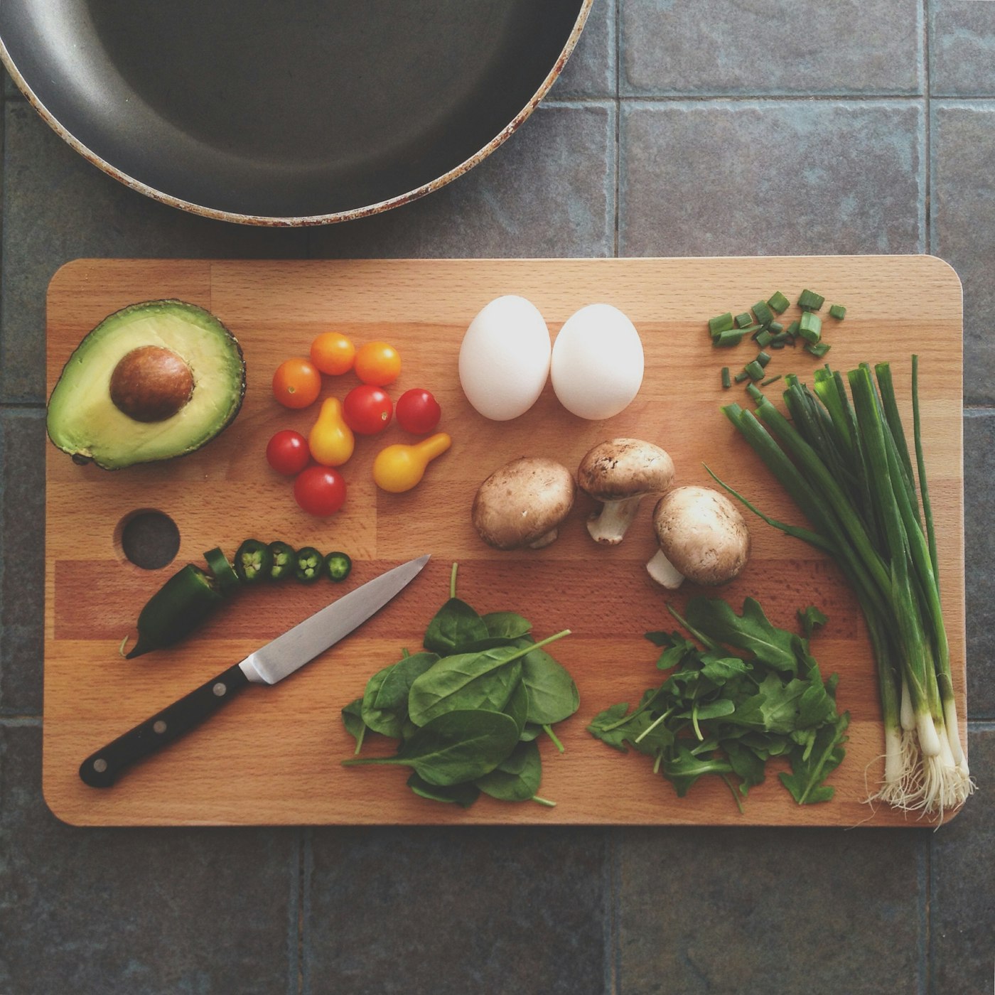 Fresh ingredients prepared for a home-cooked meal